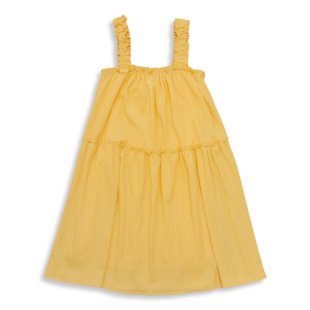 Sadie & Sage Tiered Mini Dress Womens M Yellow Cottagecore Boho Summer